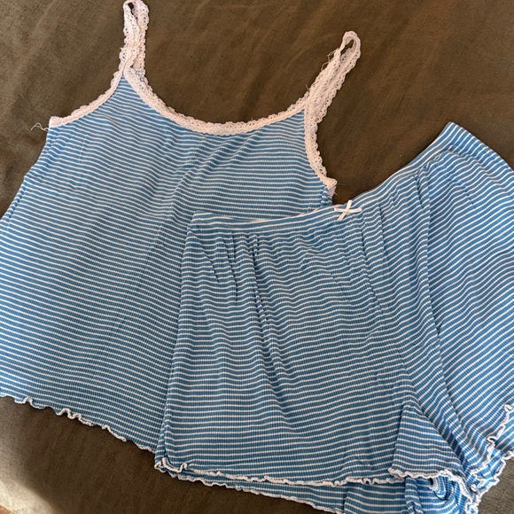 Blue Striped Women's Sleepwear Set colsie target - Picture 1 of 5